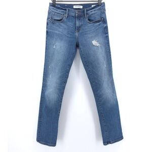 Banana Republic Womens Jeans Premium Denim Straight 25 Blue Distressed Mid Rise